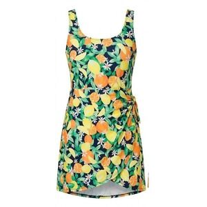 Old Navy Plus Size 3X Citrus Floral Swim Dress Lemon Orange Navy Blue One Piece